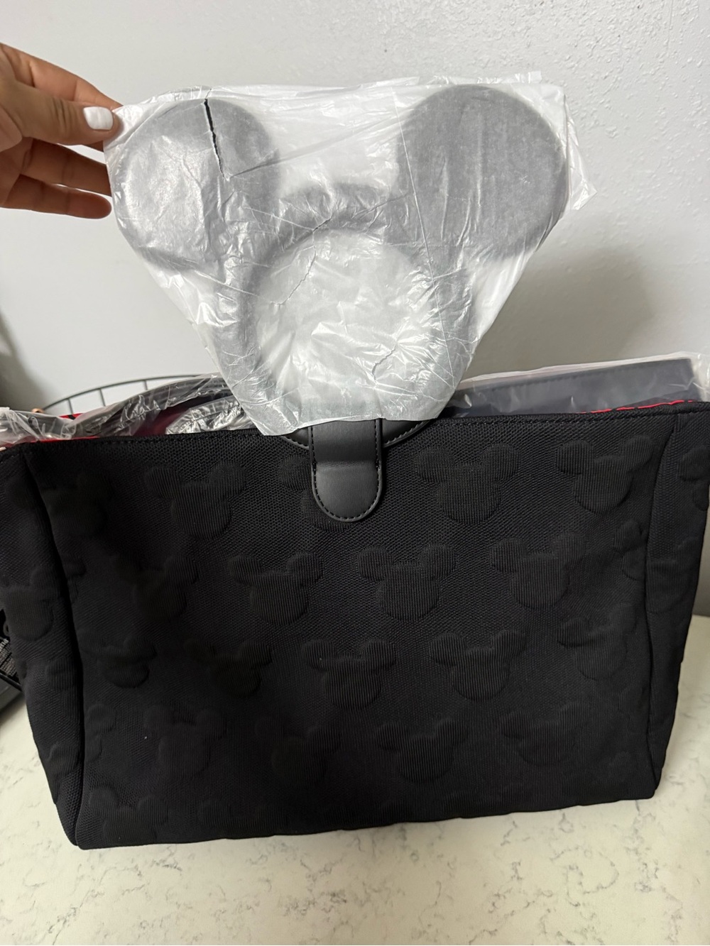 Disney Black Quilted Mickey Head Tote Bag